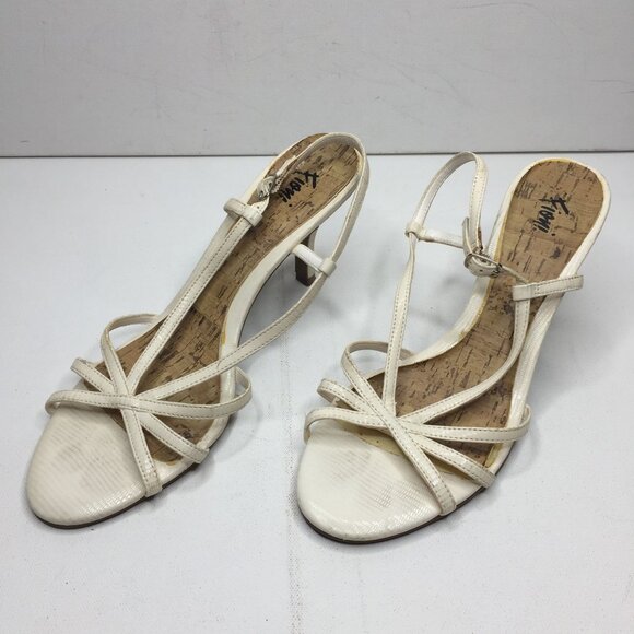Fioni Womens White Heel Slingback Sandal 77534-10 Spring Summer Casual Size 10 - Picture 1 of 9